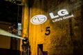 Johannesburg, South Africa - March 7, 2014: LG Brand lighting at rustic venue corporate event