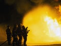 JOHANNESBURG, SOUTH AFRICA - MAY, 2018 Firefighters pointing towards fire during a fighting training exercise