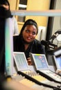 African Female Guest being interviewed on live talk radio show