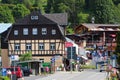 Johanngeorgenstadt, Germany - June 11, 2023: German-Czech border between Johanngeorgenstadt town in Erzgebirge, or Ore Mountains