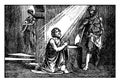 John the Baptist Prays in Prison Just Before His Beheading vintage illustration