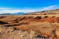 The John Blue Canyon Road through the Orange Red Cliffs above Bighorn Lake below the Bighorn Mountains in Wyoming. Royalty Free Stock Photo