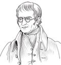 John Dalton isolated cartoon portrait, vector