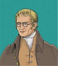 John Dalton isolated cartoon portrait, vector