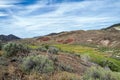 The John Day River flows across the sage-covered landscape of the John Day Fossil Beds National Monument, Oregon, USA Royalty Free Stock Photo