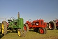 John Deere and Allis Chalmers tractors on display Royalty Free Stock Photo