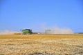 John Deere combines in harvest mode Royalty Free Stock Photo