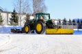 John Deere 6620 Tractor Clearing Snow with Snow Plough and Rear Blade