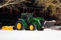 John Deere Tractor Snow Removal with Front End Loader and Rear Blade