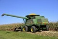 John Deere were self propelled combine harvests corn Royalty Free Stock Photo
