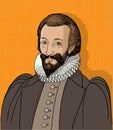 John Donne isolated cartoon portrait, vector Royalty Free Stock Photo