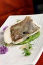 John Dory fish fillet on spinach Royalty Free Stock Photo