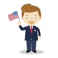 John F Kennedy cartoon character. Vector Illustration.