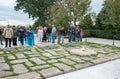 John F. Kennedy Eternal Flame and Gravestone on Arlington National Cemetery Royalty Free Stock Photo