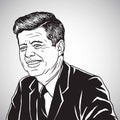 John F Kennedy JFK Portrait. Hand Drawn Cartoon Caricature Vector Illustration. October 31, 2017