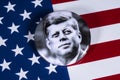 John F Kennedy and the USA Flag Royalty Free Stock Photo