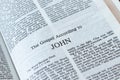 John Gospel open Holy Bible Book inspired by God Jesus Christ Royalty Free Stock Photo