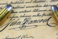John Hancock's signature - Ammunition on US Constitution Royalty Free Stock Photo