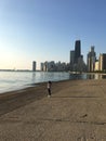 Chicago skyline reflected in the lake