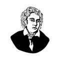 John Keats.Vector portrait of John Keats.