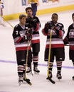 John Kerry, Cam Neely & John Saunders play in a charity hockey game. Royalty Free Stock Photo