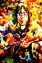 John Lennon Oil Painting on Canvas by Leonid Afremov Royalty Free Stock Photo