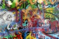 John Lennon wall in Prague graffiti Royalty Free Stock Photo
