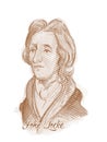 John Locke Engraving style Sketch portrait Royalty Free Stock Photo