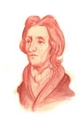 John Locke Watercolour Sketch portrait Royalty Free Stock Photo