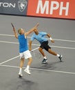 John McEnroe and James Blake in actions Royalty Free Stock Photo