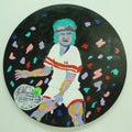 John McEnroe`s acrylic painting by artist Bradley Theodore presented at Luis Armstrong Stadium during US Open 2016