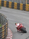 John McGuiness at the 2016 Macau GP on Reservoir Bend. On Honda Fireblade 1000RR motorcycle superbike racer Royalty Free Stock Photo