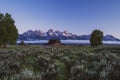 John Moulton Barn in Grand Teton National Park in the Mormon Row area at sunrise Royalty Free Stock Photo