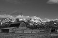 Moulton Barn in the Grand Teton National Park in Black and White Royalty Free Stock Photo