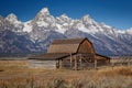 John Moulton Barn within Mormon Row Historic District in Grand Teton National Park, Wyoming - The most photographed barn in USA