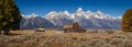 John Moulton Barn within Mormon Row Historic District in Grand Teton National Park, Wyoming - The most photographed barn in USA Royalty Free Stock Photo