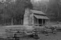 John Oliver Cabin in Cades Cove in Black and White Royalty Free Stock Photo