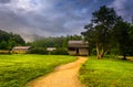The John Oliver Cabin on a foggy morning at Cade's Cove, Great S Royalty Free Stock Photo