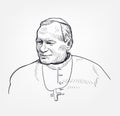 John Paul II vector sketch portrait isolated Royalty Free Stock Photo