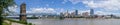 John A. Roebling Bridge and Cincinnati Skyline Panorama, Cincinnati, OH. Royalty Free Stock Photo