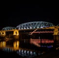 John Seigenthaler Pedestrian bridge illuminated at night in downtown Nashville, Tennessee Royalty Free Stock Photo