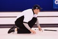 John Shuster on curling rink Royalty Free Stock Photo