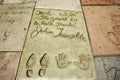 John Travolta handprint and signature in Hollywood Boulevard