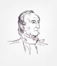 John Tyler usa president vector sketch portrait