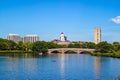 John W. Weeks Bridge with clock tower over Charles River Royalty Free Stock Photo