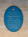 John Wesley Plaque in Stroud Royalty Free Stock Photo