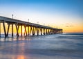 Johnnie Mercers Fishing Pier at sunrise in Wrightsville Beach east of Wilmington,North Carolina,United State. Royalty Free Stock Photo