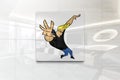 Johnny bravo on glossy office wall realistic texture