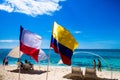 JOHNNY CAY, COLOMBIA - OCTOBER 21, 2017: Unidentified people walking in the beach and enjoying the beautiful sunny day