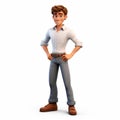 Highly Detailed 3d Render Cartoon Of John In White Shirt And Jeans